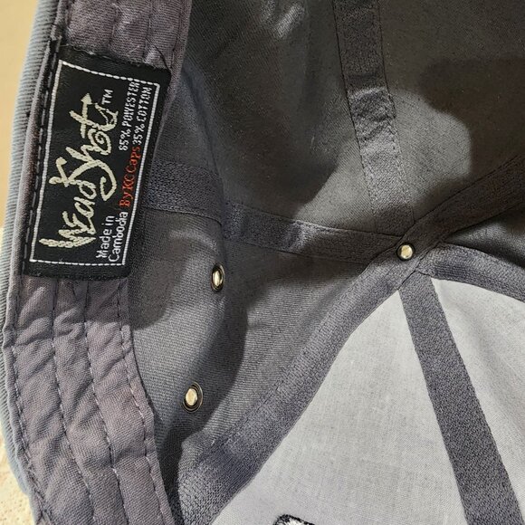 Bridgestone Golf Gray Black 6 Panel Head Shots Tuck Strap Baseball Cap Hat - Picture 11 of 11